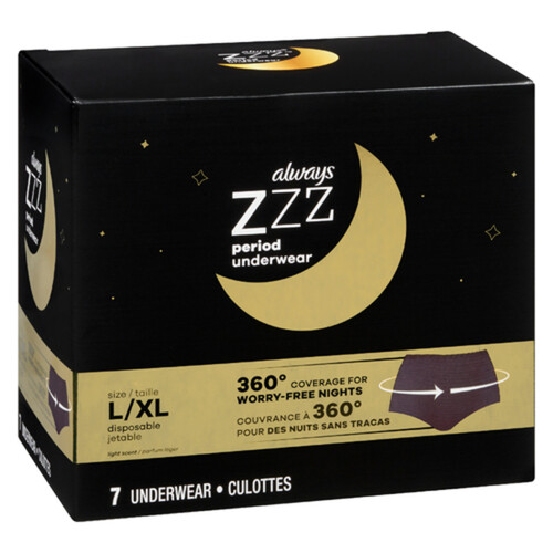 Always ZZZ Disposable Period Underwear Size Small/Medium 7 Count