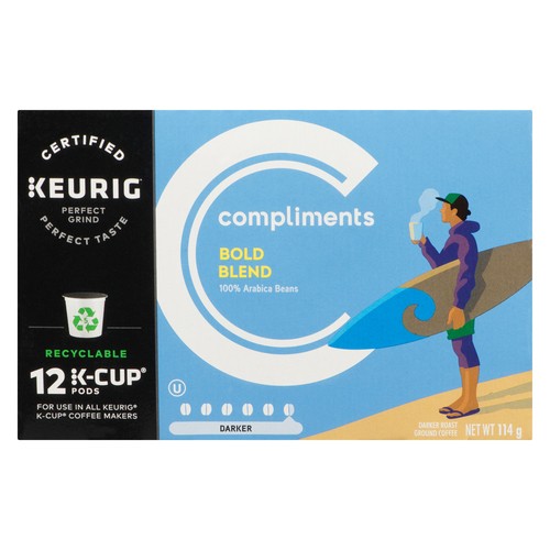 Compliments Coffee Pods Bold Blend Dark Roast 12 K-Cups 114 g