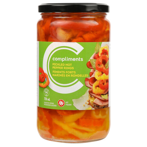 Compliments Pickled Hot Pepper Rings 750 ml