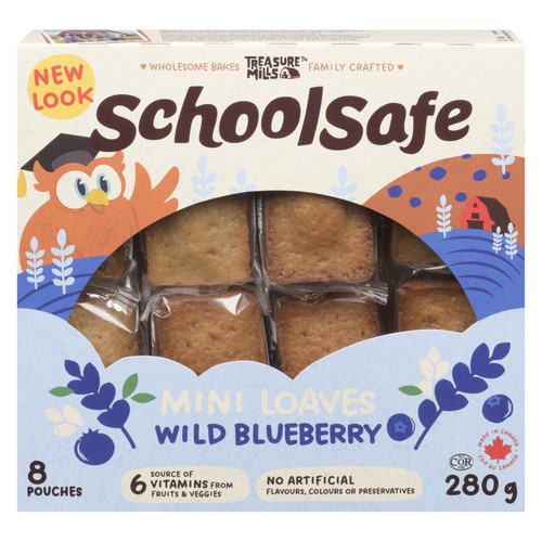 School Safe Mini Loaves Wild Blueberry 8 Pouches 280 g
