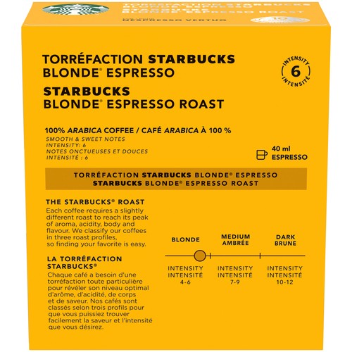 Starbucks Coffee Pods Blonde Espresso Roast 10 Capsules 68 g
