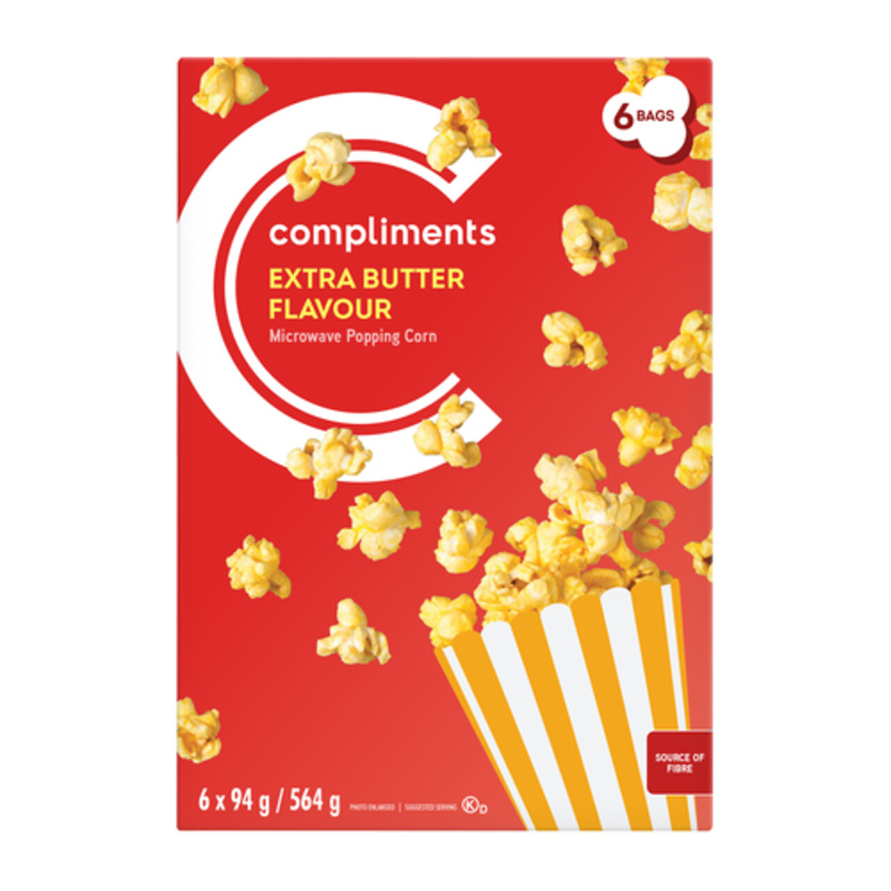 Compliments Microwave Popping Corn Extra Butter 6 Pack 94 g Voilà
