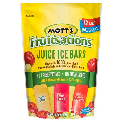 Mott's Fruitsations Ice Bars Juice 12 x 53 ml