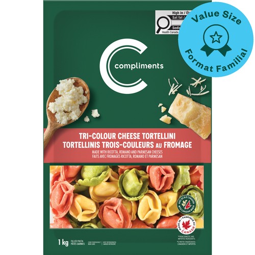 Compliments Pasta Naturally Tortellini Simple Cheese Tre- Color 1 kg