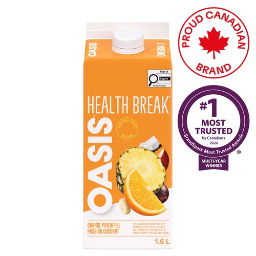 Oasis Health Break Juice Omega-3 Orange Pineapple Passion Coconut 1.6 L