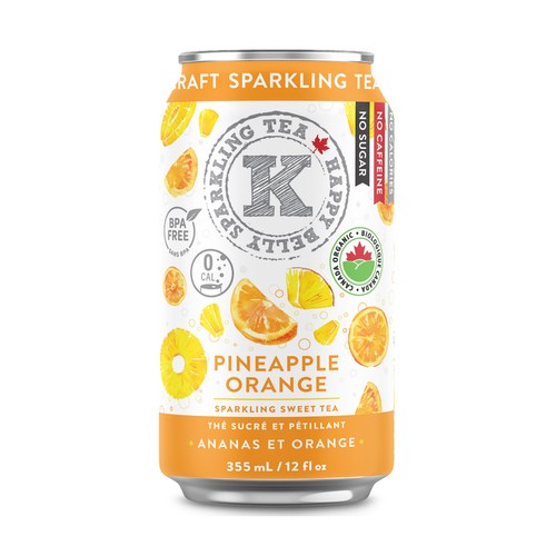 Happy Belly Sparkling Tea Pineapple Orange 6 x 355 ml (cans)