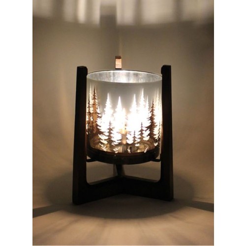Glass Lamp In Wood Frame 1 Count