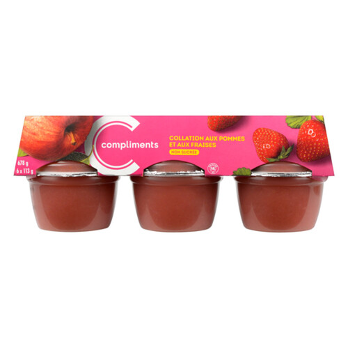 Compliments Snack Cups Unsweetened Apple & Strawberry 6 x 113 g