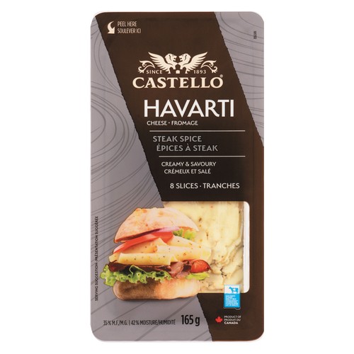 Castello Sliced Cheese Havarti Steak Spice 8 Slices 165 g