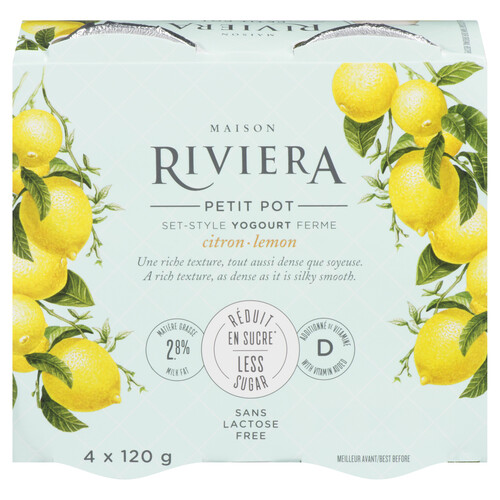 Riviera Less Sugar Set Style Yogurt Lemon 4 x 120 g