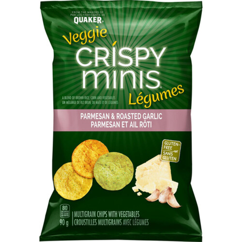 Quaker Crispy Minis Gluten-Free Veggie Rice Chips Parmesan & Roasted Garlic 90 g