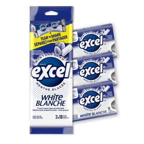Excel White Sugar-Free Gum Winterfresh 3 x 18 Pieces