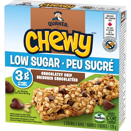 Quaker Chewy Low Sugar Granola Bars Chocolatey Chip 5 Pack 120 g