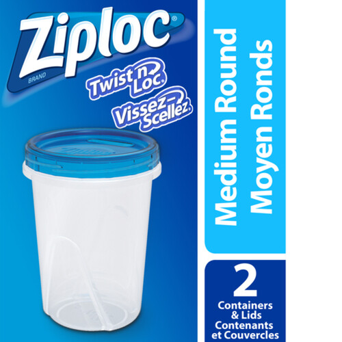 Ziploc Twist ‘n Loc Round Medium Food Storage Containers  2 Ea