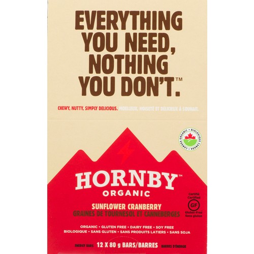 Hornby Organic Bar Sunflower Cranberry 12 x 80 g