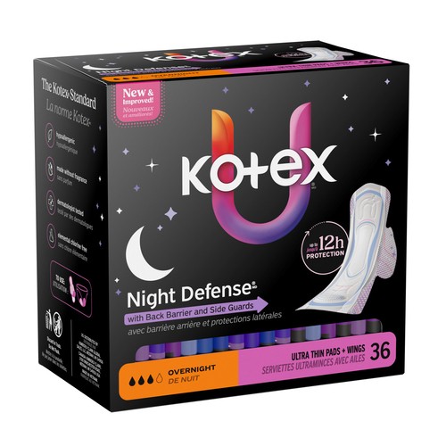 Kotex Ultra Thin Overnight Pads With Wings Heavy Absorbency 36 Count