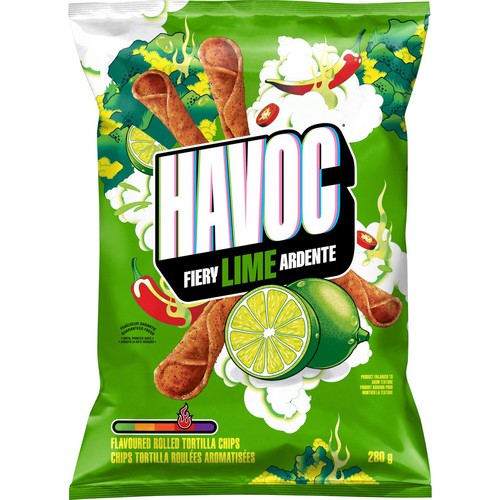 Havoc Rolled Tortilla Chips Fiery Lime Flavoured 280 g