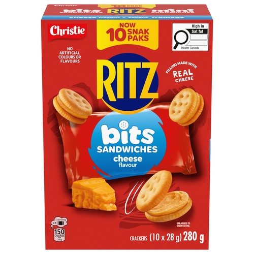 Ritz Crackers Bits Sandwiches Snack Pack Cheese Flavoured 10 x 28 g