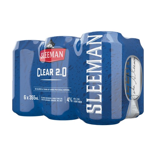 Sleeman Clear 2.0 Beer 4% Alcohol 6 x 355 ml (cans)