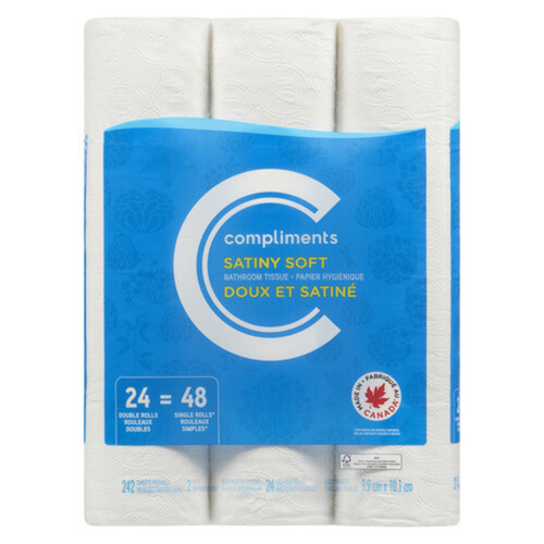 Compliments Bathroom Tissue Satiny Soft 2-Ply 24 Rolls x 242 Sheets