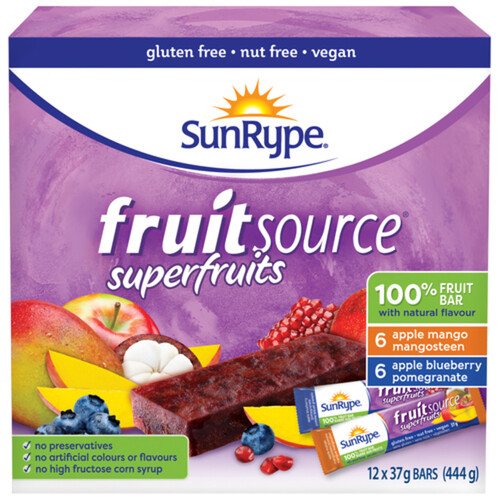 SunRype Fruitsource 100% Fruit Bar Pack 12 x 37 g