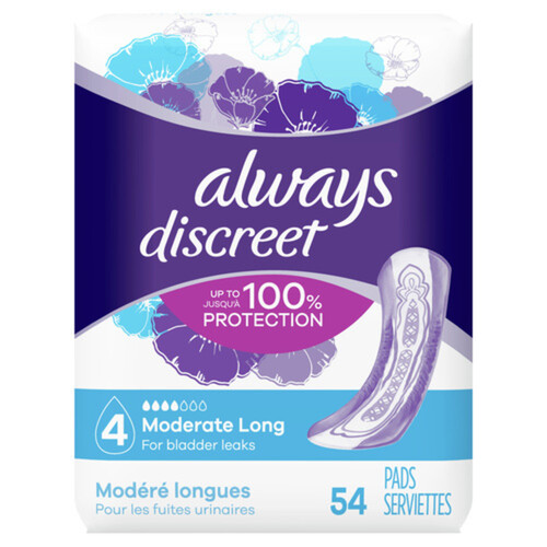 Always Discreet Pads Moderate Long  54 Count