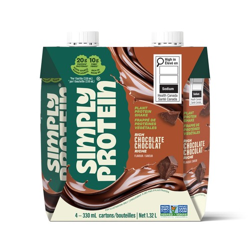 Simply Protein Plant Protein+ Shake Ready To Drink Chocolate 4 x 330 ml