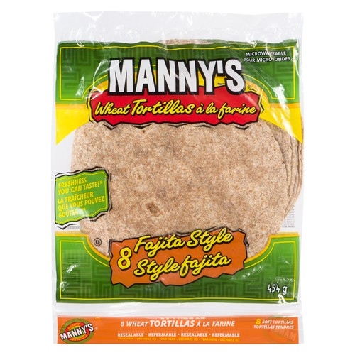 Manny's Whole Wheat Tortillas Fajita Style 8-Inch 454 g