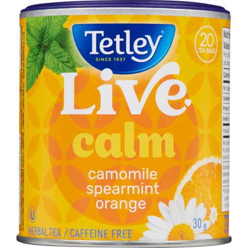 Tetley Herbal Tea Live Calm Chamomile Spearmint Orange 30 g