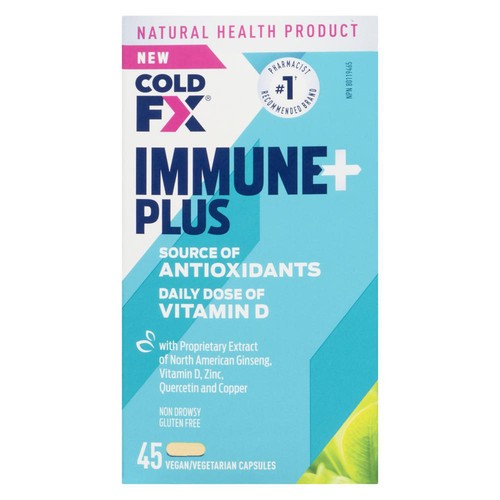 Cold FX Immune+ Plus Vitamins D Capsules 45 Count