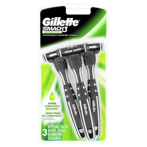 Gillette Mach3 Sensitive Men’s Disposable Razor 3 Razors