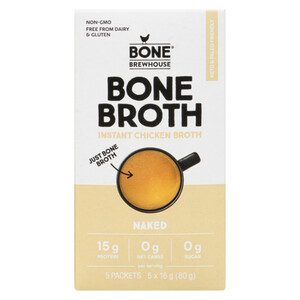 Bone Brewhouse Instant Bone Broth Naked 5 Pack 16 g - Voilà Online Groceries & Offers