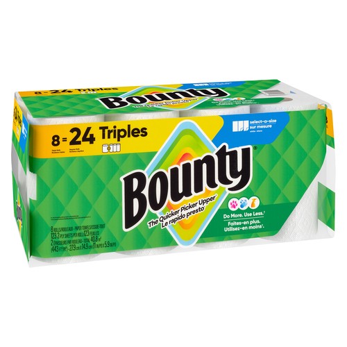 Bounty Paper Towel 2-Ply 8 Triple Rolls x 123 Sheets