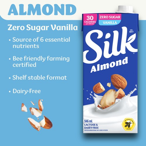 Silk Dairy-Free Almond Beverage Zero Sugar Vanilla 946 ml