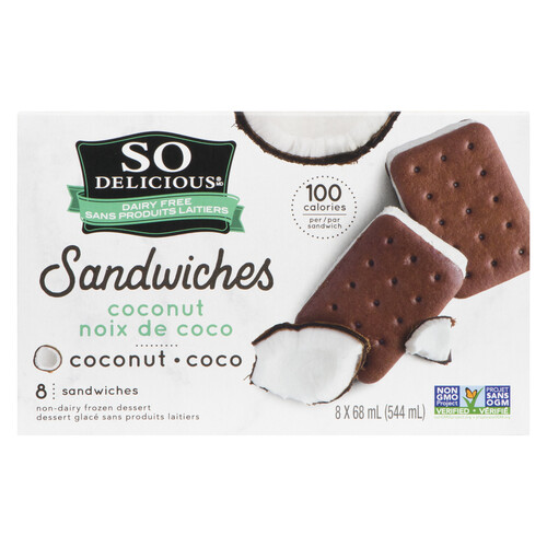 So Delicious Dairy-Free Frozen Dessert Coconut Sandwiches 8 x 68 ml