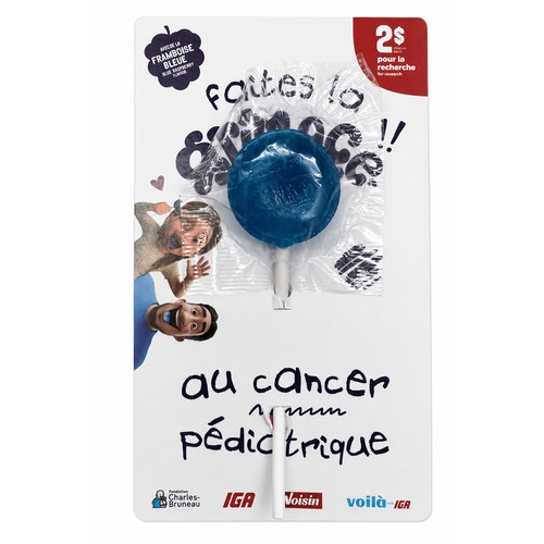 To Support Charles-Bruneau Foundation $2 Lollipop Blue Raspberry Flavour