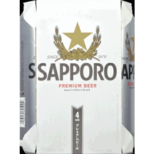 Sapporo 5% Alcohol Beer 4 x 500 ml (cans)