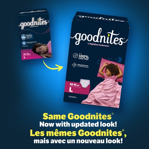 Goodnites Girls Nighttime Underwear Size L (68-95 lbs) 34 Count