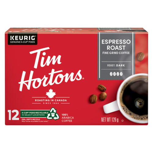 Tim Hortons Coffee Pods Espresso Dark Roast 12 K-Cups 126 g