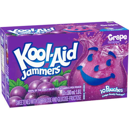 Kool-Aid Jammers Fruit Beverage Grape 10 x 180 ml