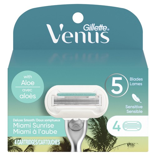 Venus 5 Blade Cartridges Miami Sunrise Deluxe Smooth 4 Pack