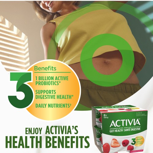 Activia 2.2% Yogurt With Probiotics Strawberry Raspberry 8 x 100 g
