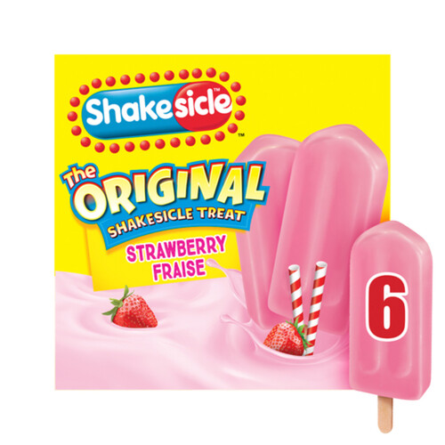 Popsicle Original Shakesicle Bars Frozen Dairy Strawberry 6 x 60 ml