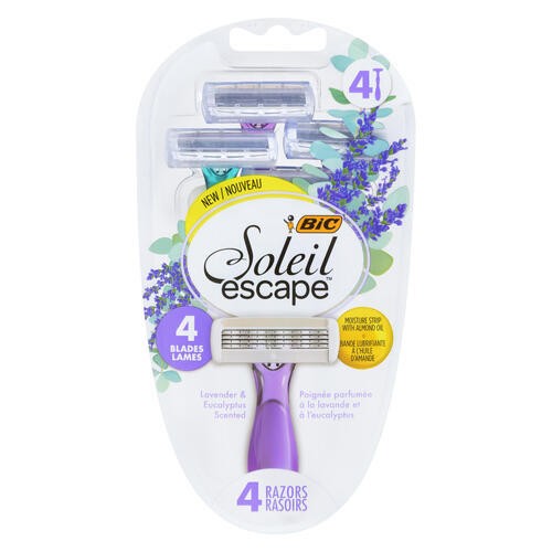 Bic Soleil Escape 4 Blades Razor Lavender & Eucalyptus Scented 4 Razors