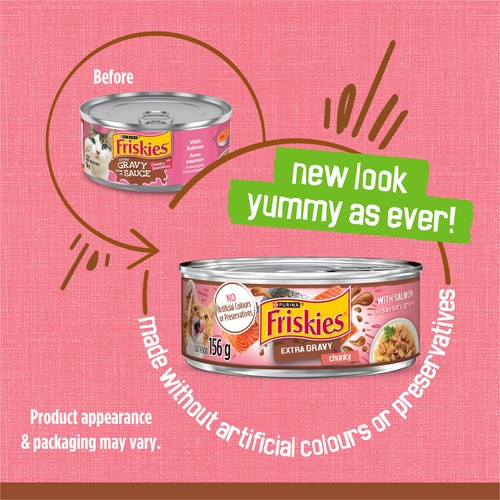 Friskies Wet Cat Food  Extra Gravy Chunky with Salmon 156 g