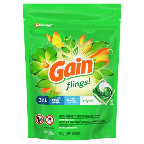Gain Flings Laundry Detergent Original +Aroma Boost 35 Capsules 786 g