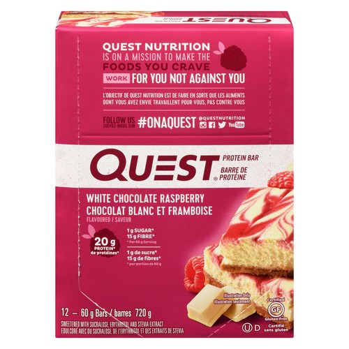 Quest Protein Bar White Chocolate Raspberry Flavoured 12 Bars x 60 g (720 g)