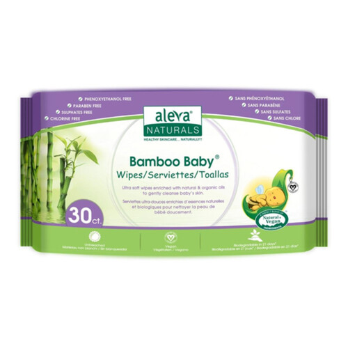 Aleva Naturals Bamboo Baby Wipes 30 Count