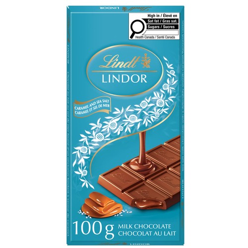 Lindt Lindor Milk Chocolate Bar Caramel & Sea Salt 100 g