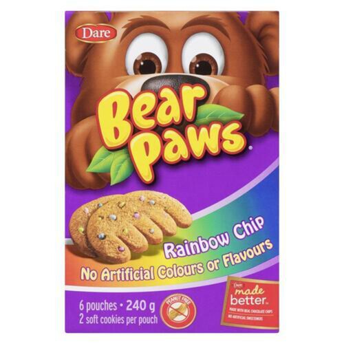 Dare Bear Paws Peanut-Free Cookies Rainbow Chip 6 Pack 240 g
